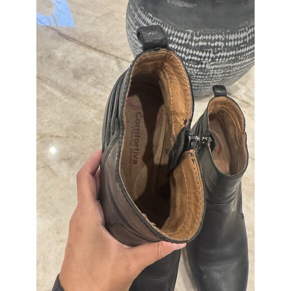 Lucky Brand Giovanna black leather cut-out ankle booties Women’s 8.5m rivets EUC - Picture 12 of 16